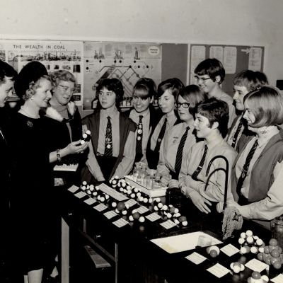 Margaret Thatcher visiting Rugby High School 1966