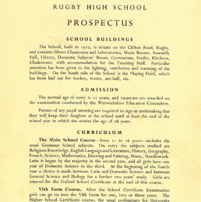 1950s prospectus curriculum