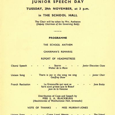 Junior Speech day programme