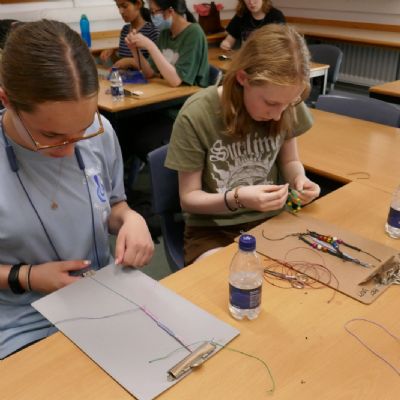 Bracelet making Year 9s